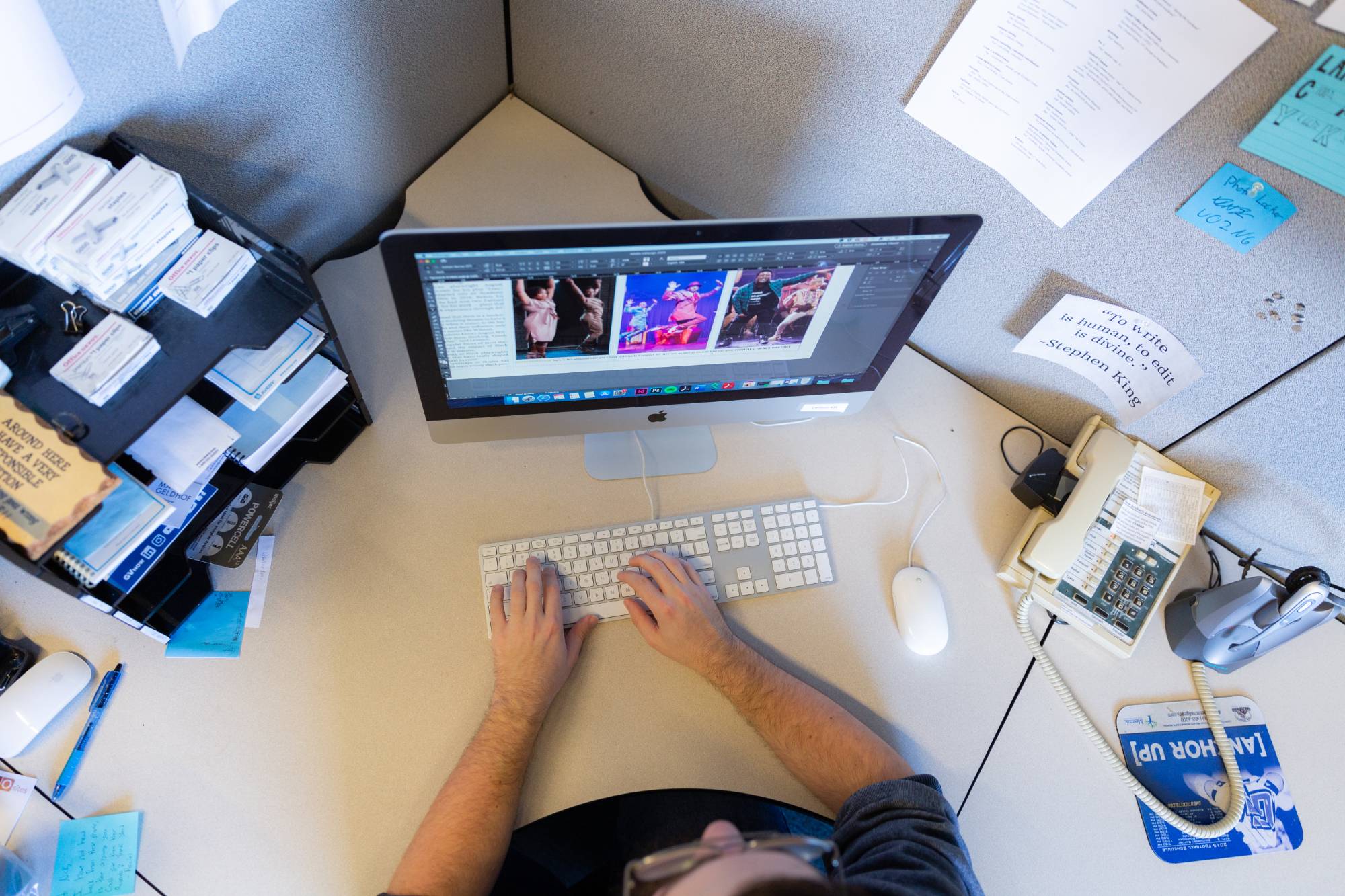 Overhead shot of a student working at a computer